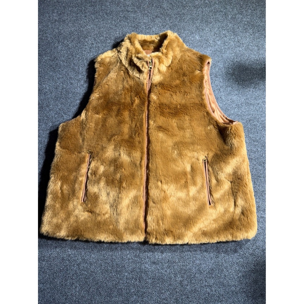 Bob Timberlake Brown Faux‎ Fur Full Zip Vest XXL 651BTF196256W